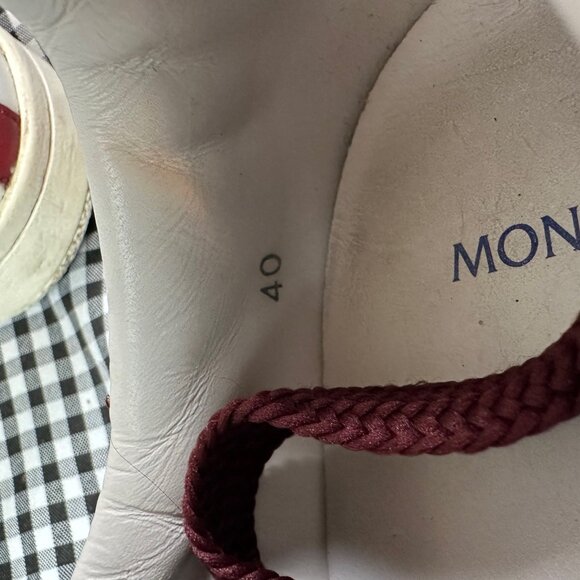 Moncler Ms. Moncler Angeline White Leather Sneaker Maroon Red Accent EU 40 US 10 - Picture 5 of 6
